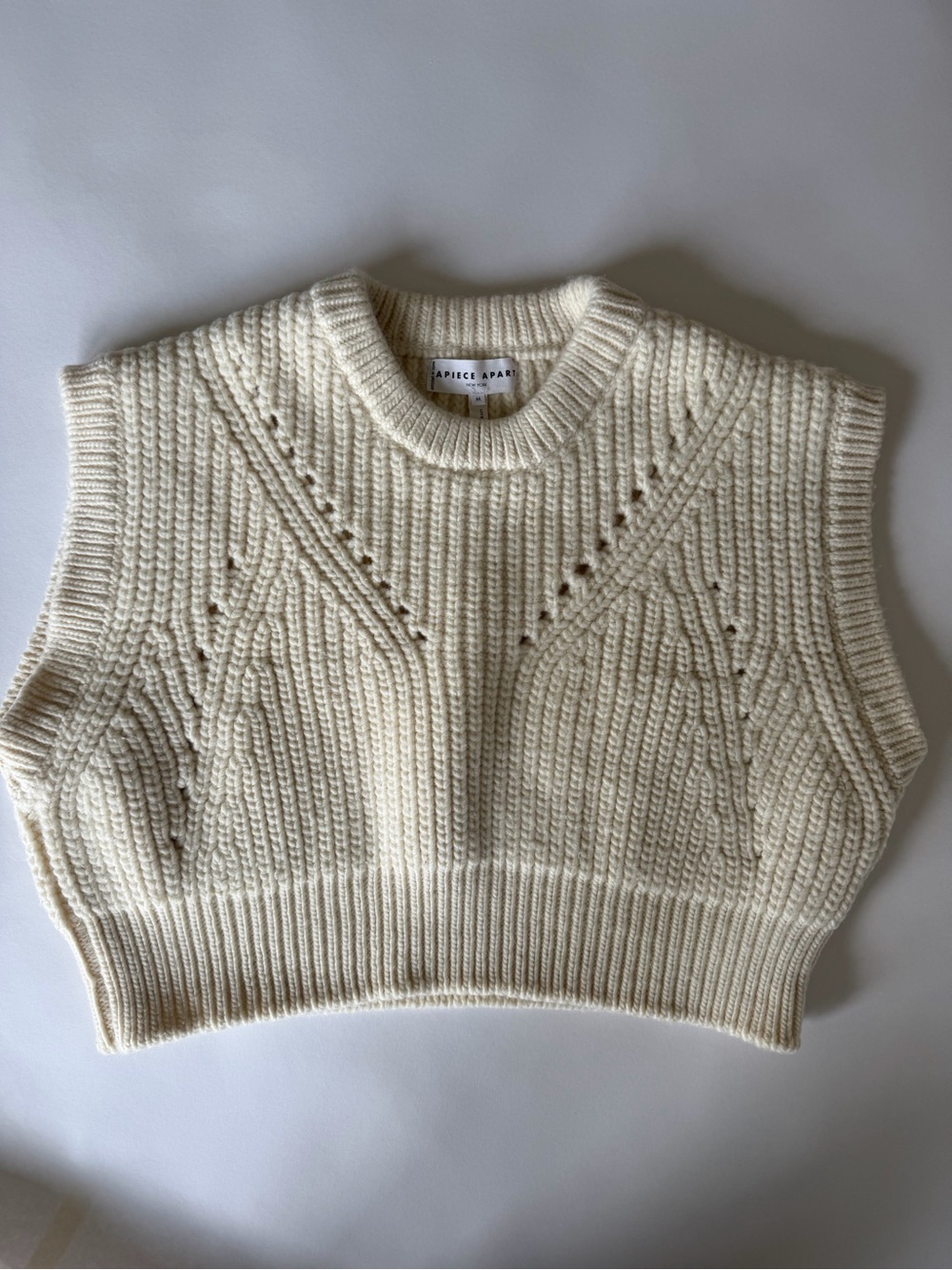 Apiece Apart Cream Cable-Knit Sleeveless Sweater Vest